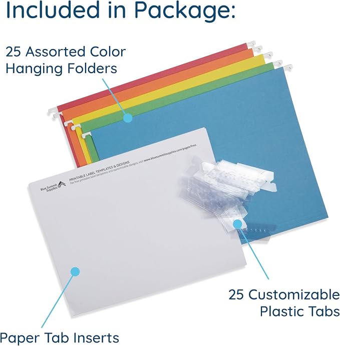 Blue Summit Supplies 25 Colored Hanging File Folders Letter Size - Image 4