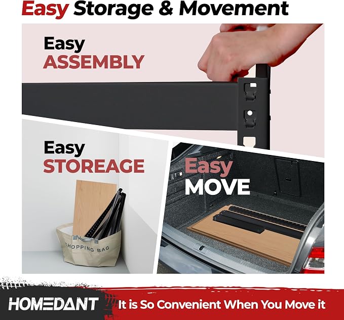 HOMEDANT 5 Tier Storage Shelves Adjustable Laminated Boltless Garage Metal - Image 7