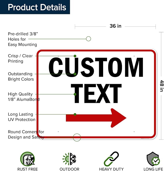Custom Arrow, Custom Directional Sign, Right Arrow, 36x48 Inches, Rust Free - Image 6