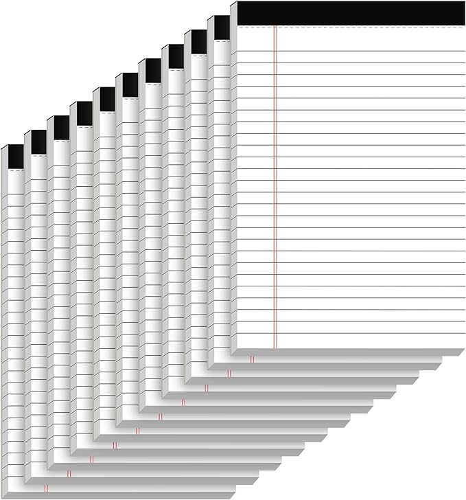 10 Pack of Legal Pad Writing Pads 5" x 8" Notepad 80gsm Recycled Paper Small by Nichela
