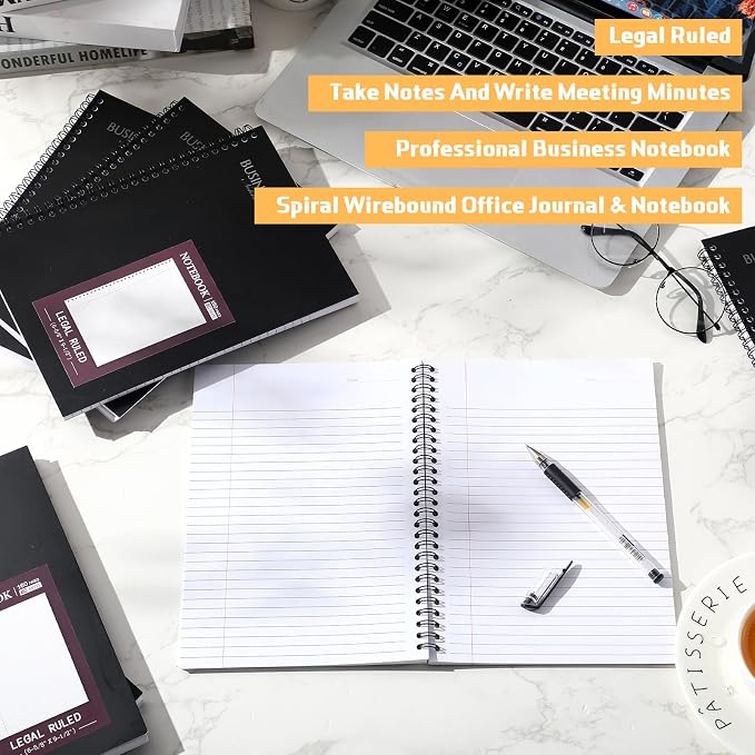Resurhang 8 Pack Wirebound Business Notebook Legal Ruled Spiral Notebook 6-5/8" - Image 4