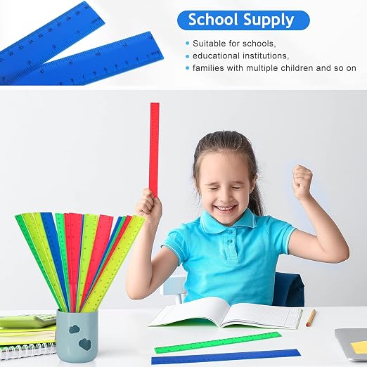 Zonon 500 Pcs 12 Inch Plastic Ruler Assorted Colors Rulers - Image 7