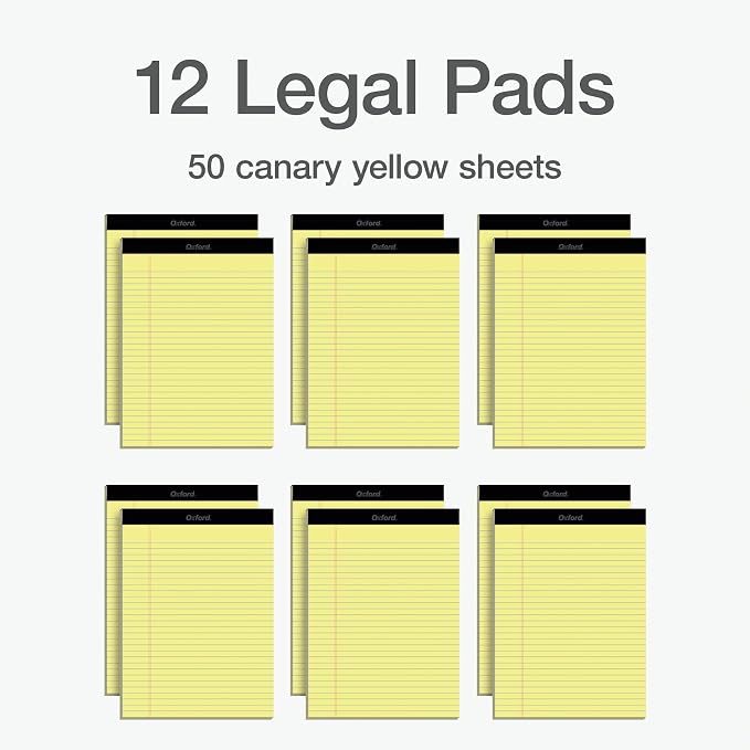 Oxford Premium Legal Pads, 12 Pack, Premium Note Pads, 50 Legal Rule 8.5" x 11" - Image 6