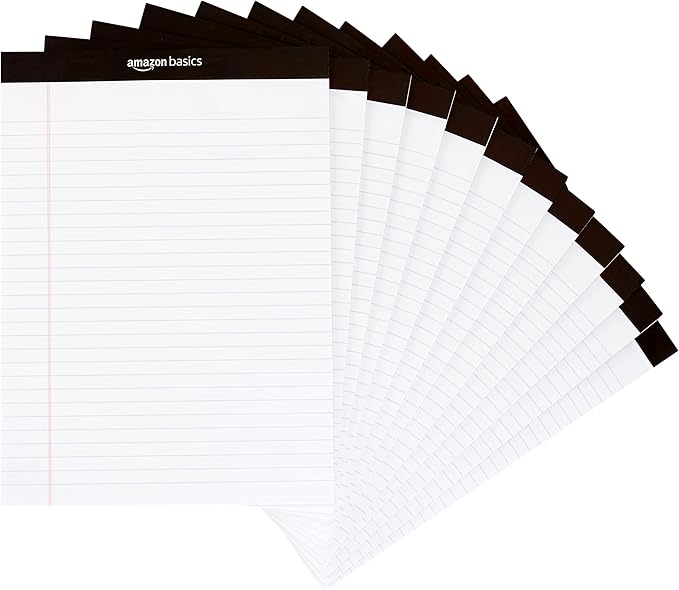 Amazon Basics Wide Ruled Lined Writing Note Pads, 8.5 inch x 11.75 inch by AmazonBasics