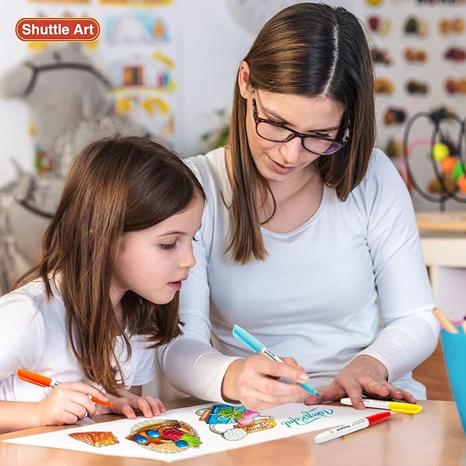 Shuttle Art Permanent Markers, 48 Colors Fine Point, Wood and Stone, Gift - Image 7