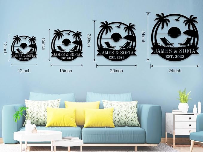 Personalized Beach Metal Monogram Sign, Custom Palm Trees Sign, Outdoor Metal - Image 6