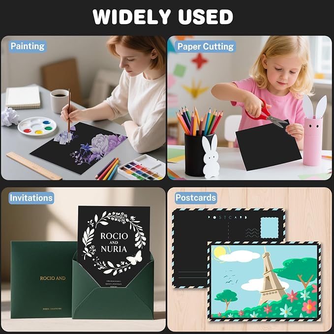 Cardstock 8.5 X 11, 40 Sheets Black Card Stock, 75lb/ 200gsm Copy Paper - Image 7