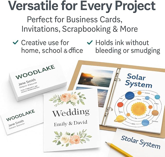 Woodlake White Cardstock Paper, 67lb/167gsm Index Card stock, 8.5" x 11" Letter - Image 3