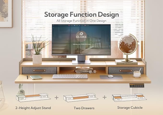 Claiks Standing Desk with Drawers, Adjustable Stand Up Electric Small Standing - Image 4