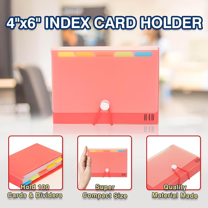 H4D 4x6 Index Card Case with 100 Heavyweight Ruled Index Cards and Dividers - Image 3
