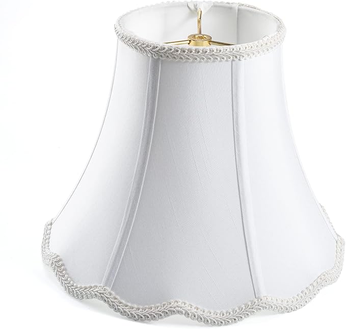 Bell Lamp Shade, Saangseon White Scalloped Lampshade Replacement, Lamp Harp - Image 3
