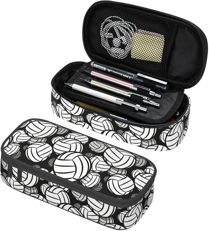 HKHEHOP Volleyball Ball Pattern Pencil Case Big Capacity Storage Pencil Pouch by HKHEHOP