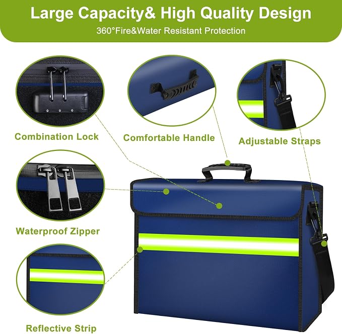 Fireproof Money Bags with Lock-6500°F Fireproof Document Box, 10 Layers - Image 5