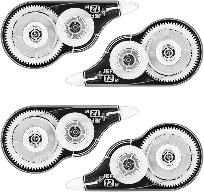 JEFURE 4 Pcs Correction Tape, 39.37 Ft White Wrong Out Tear-Resistant Bulk by JEFURE