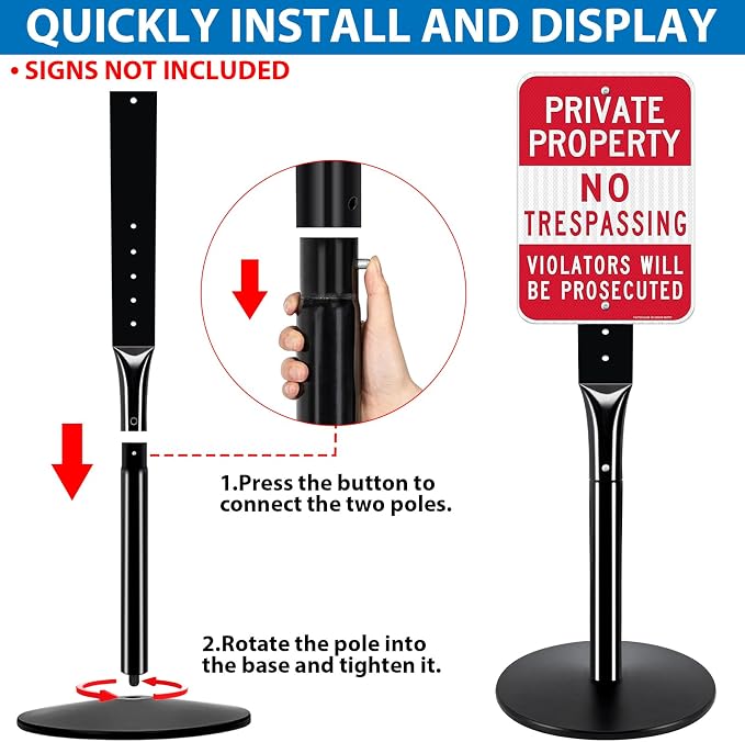 VAIIGO 2Pack Heavy Duty Parking Sign Post - Image 6