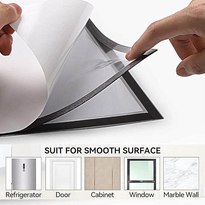 JIUYE Magnetic Sign Holder 8.5 x 11 Wall Mount, Self Adhesive Picture Display - Image 6