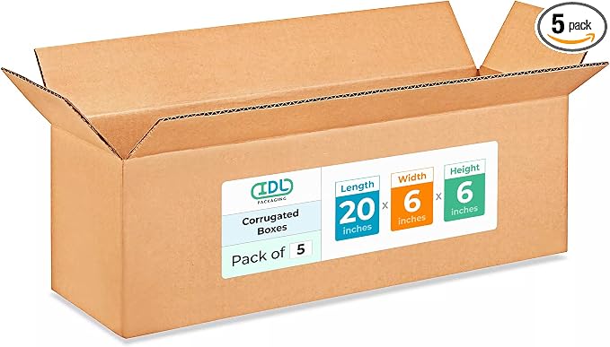 Long Shipping & Moving Boxes 20 x 6 x 6 inches by IDLPackaging