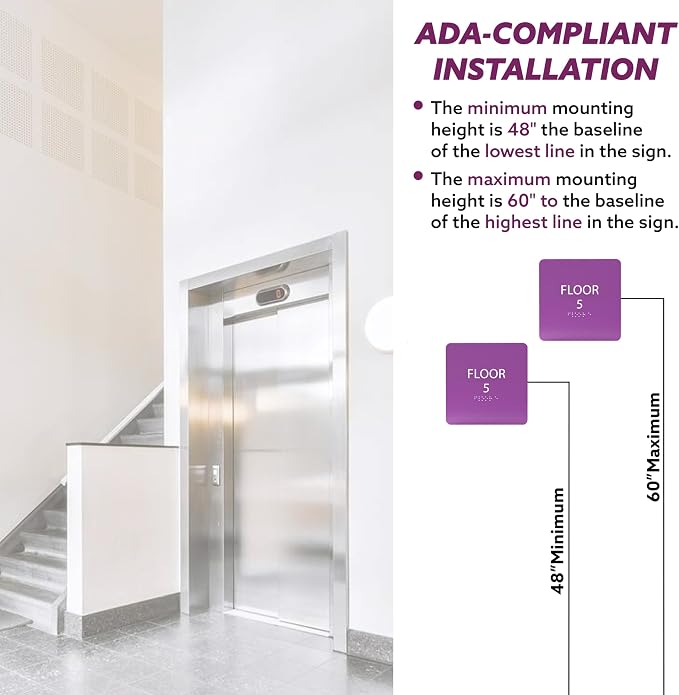 Grey w/Black ADA Floor 5 Sign - Image 4