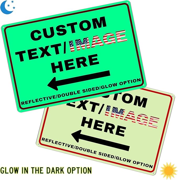 Custom Sign Left or Right Arrow, Glow in the Dark/Reflective Option, - Image 4