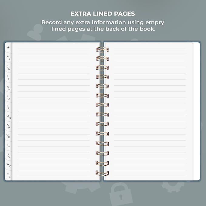 Clever Fox Password Book Spiral – Internet Address & Password Organizer - Image 6