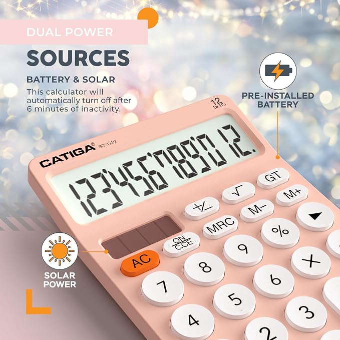 CATIGA 12 Digit Desktop Calculator Basic Desk Calculator - Image 5