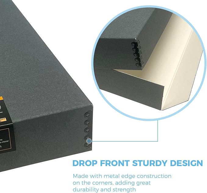 Lineco Museum Archival Storage Box, 14.75x18.75x3 in. Drop Front Design. - Image 4
