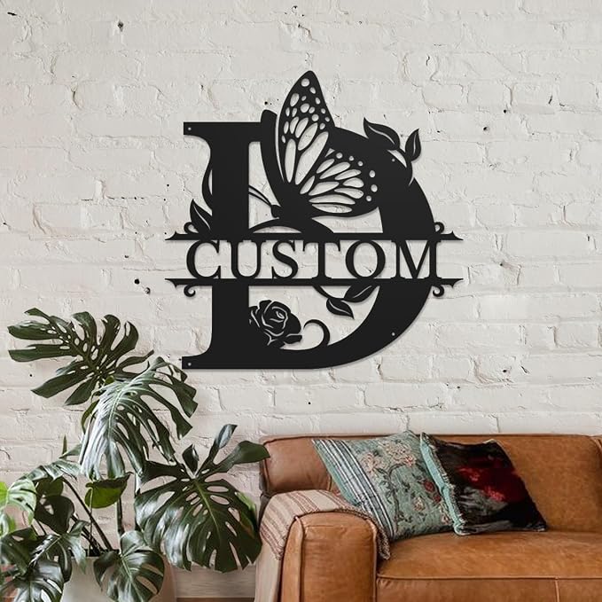 Personalized Custom Letter Name metal Signs, Custom Black Letter Monogram Wall - Image 3