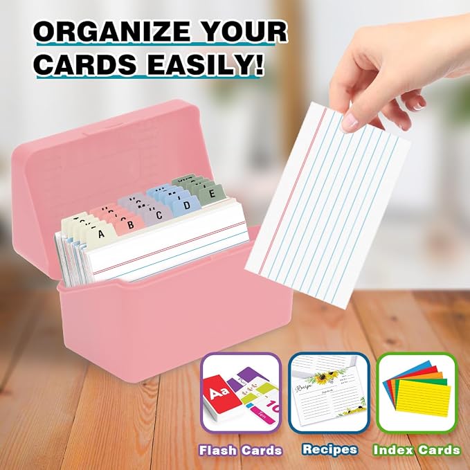 H4D 3x5 Index Card Holder with 100 Heavyweight Ruled Index Cards and 25 Plastic - Image 6