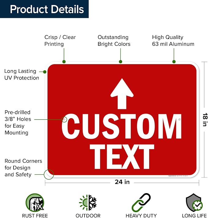 Custom Arrow, Custom Directional Sign, Up Arrow, 18x24 Inches, Rust Free .063 - Image 6
