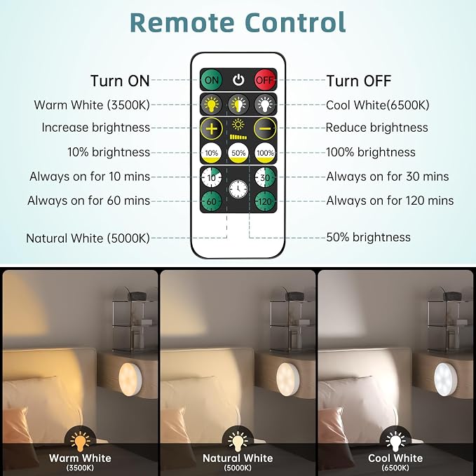 LED Closet Step Lights Motion Sensor Puck Light Compatible - Image 3