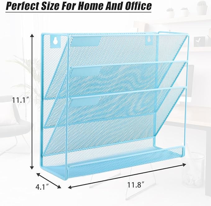 EASEPRES Desk File Organizer Mesh 4-Tier, Hanging Wall Mount Document - Image 2