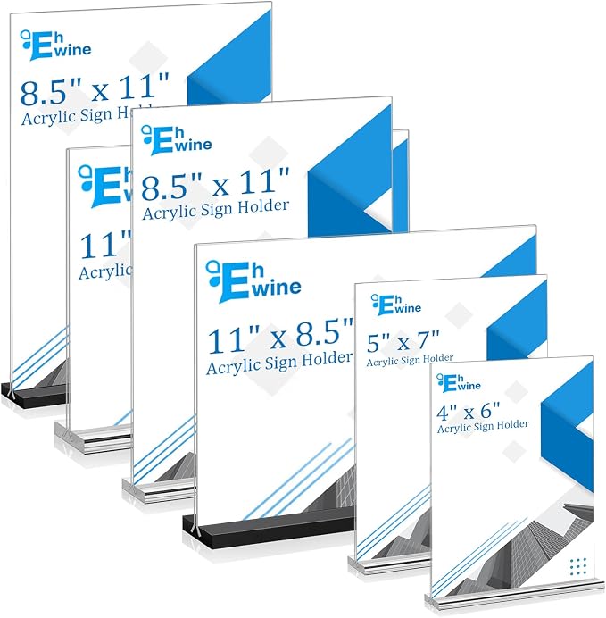 EHWINE 10 Pack Acrylic Sign Holder 8.5 x 11 Horizontal, Double-Sided Stand up - Image 7
