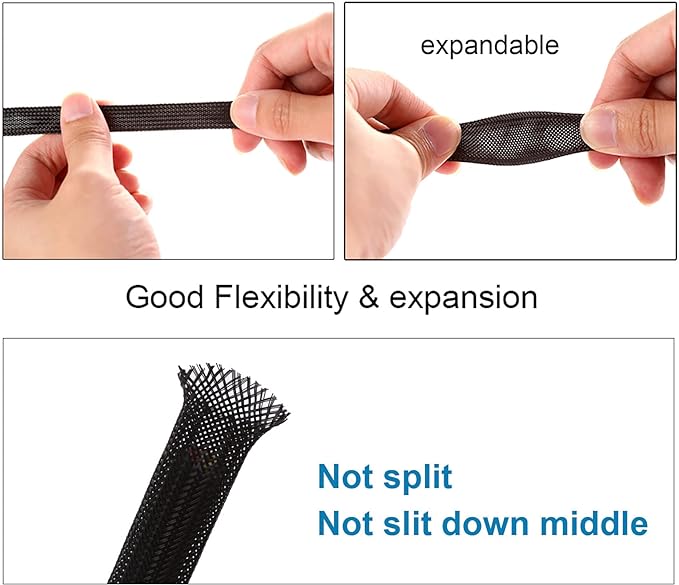 100ft - 1/8 inch PET Expandable Braided Sleeving – Black – Alex Tech Braided - Image 5