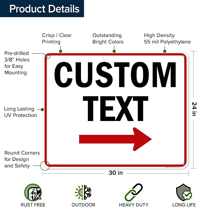Custom Arrow, Custom Directional Sign, Right Arrow, 24x30 Inches, 55 mil thick - Image 6