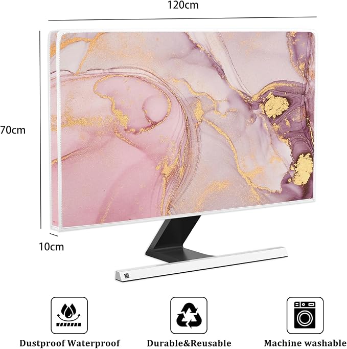 Baocicco Pink Gold Marble Waterproof Screen TV Cover 50, 52 Inch Decorative - Image 2