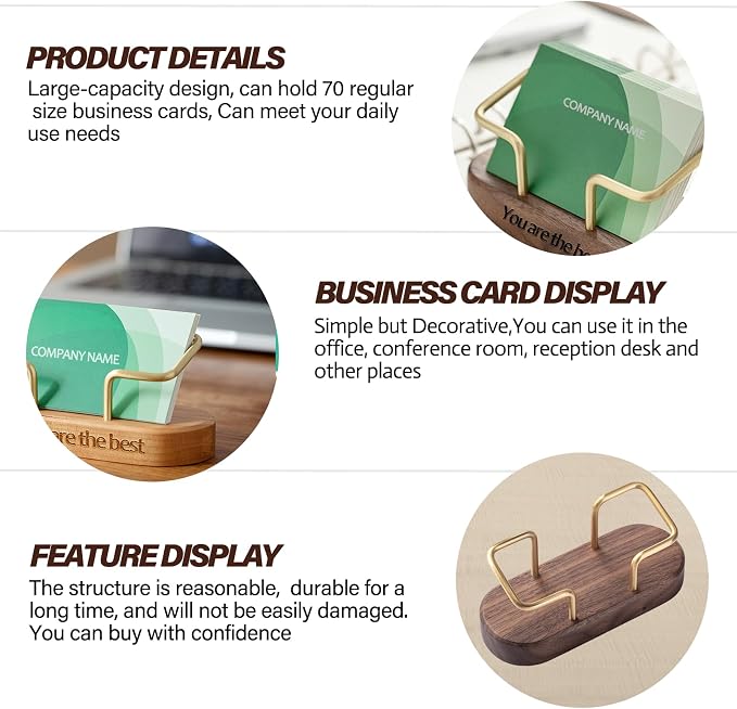 HJX Custom Business Card Holder Desk-Personalized Engraved Wooden Business Card - Image 4