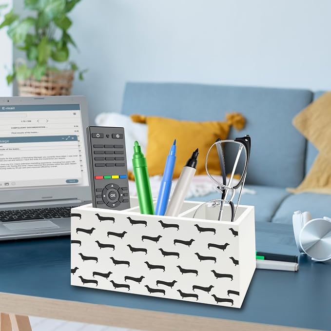 QZQE Black Dachshund Pen Pencil Holder Organizer - Image 3