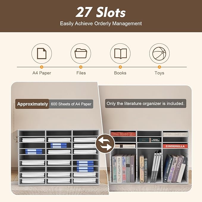 27 Slots Mail Sorters for Office, PVC Literature Organizer - Image 5