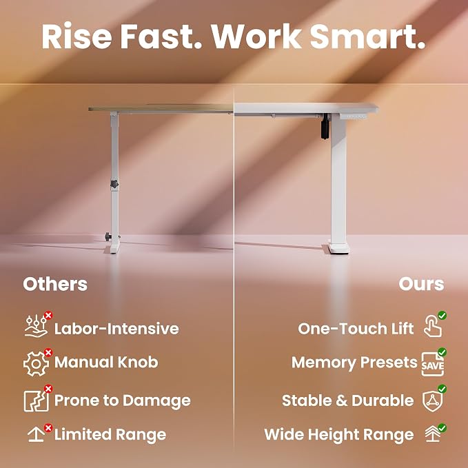 HUANUO 43 x 24 inch Electric Standing Desk Adjustable Height, 4 Memory Height - Image 6