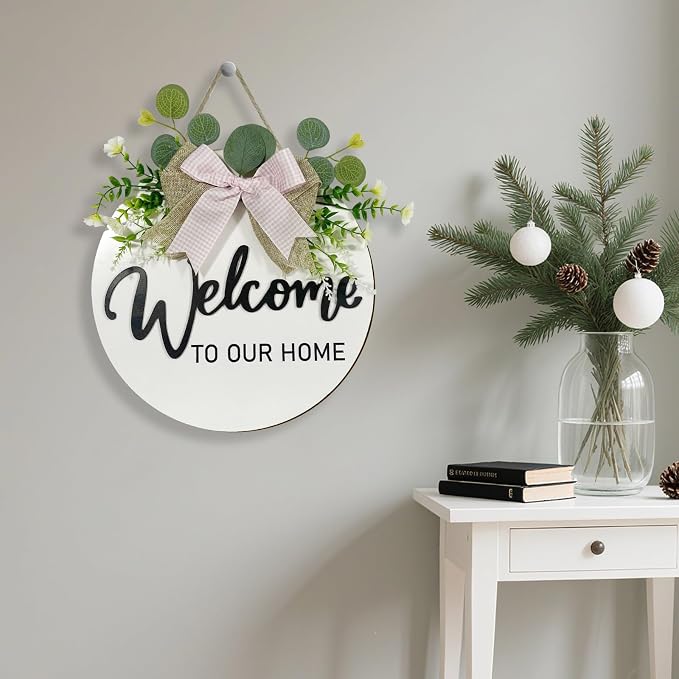 VPDTVK Welcome Sign for Front Door, Rustic Welcome Door Sign Outdoor Wreaths - Image 6