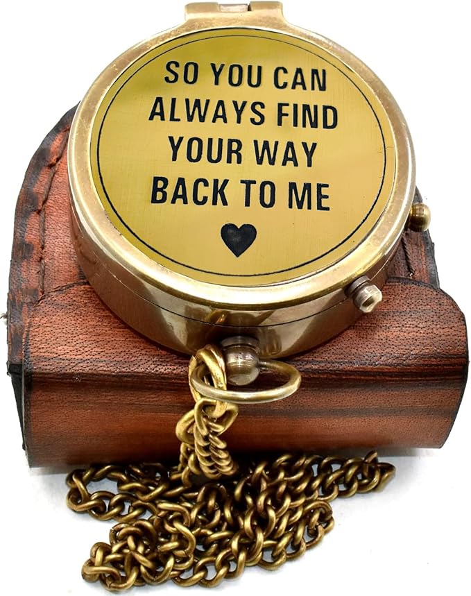 So You Can Always Find Your Way Back to Me Vintage Brass Compass by Unknown