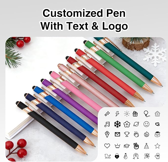 CRME Personalized Pens with Stylus Tip Customized Pens with Name/Logo Soft Grip - Image 6