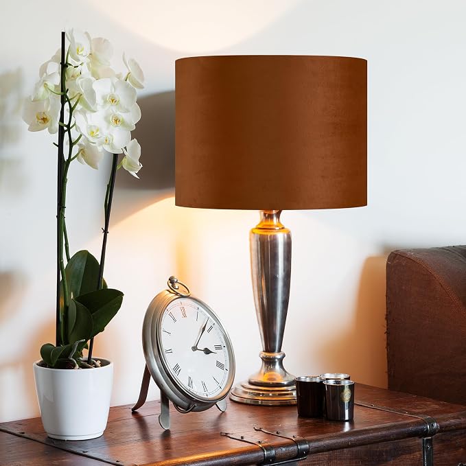 GO&SO 1 PCS Burnt Orange Velvet Drum Lamp Shade, Modern Replacement Lamp Shades - Image 6