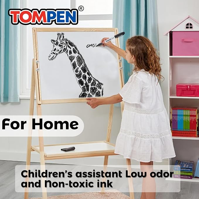 TOMPEN Dry Erase Markers Black, 160 Bulk Pack Chisel Tip, Low Odor Quick-Drying - Image 4