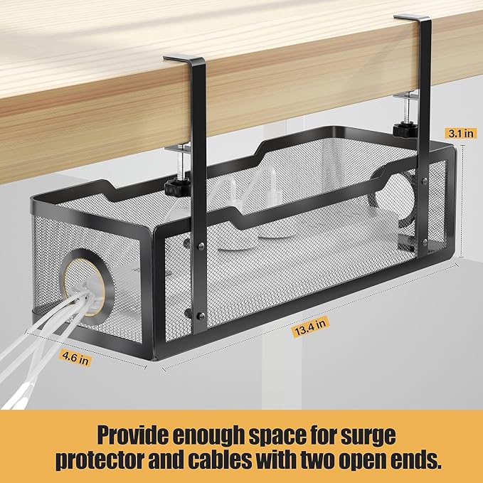 2 Pack Under Desk Cable Management Box Black, Cinati 26.8" Wire Organizers No - Image 5