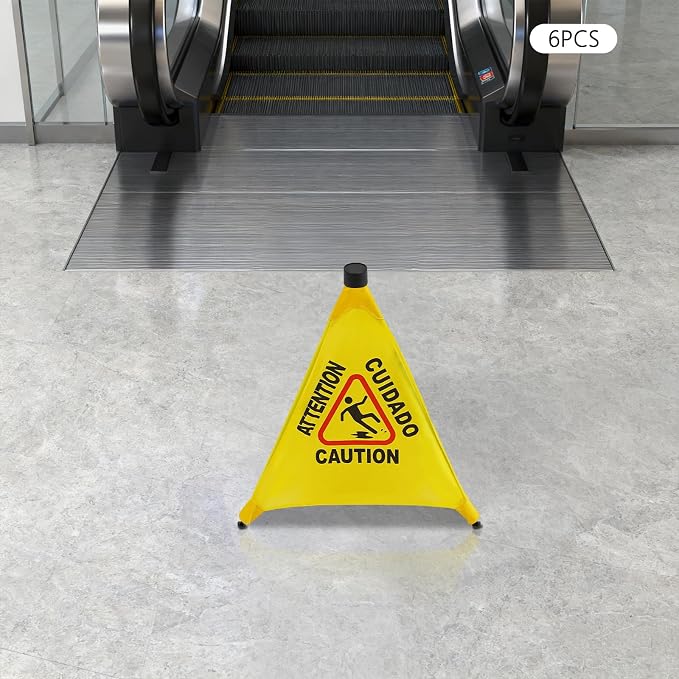 20 inch Wet Floor Sign 6 Pcs, Pop up Foldable Wet Safety Signs - Image 2