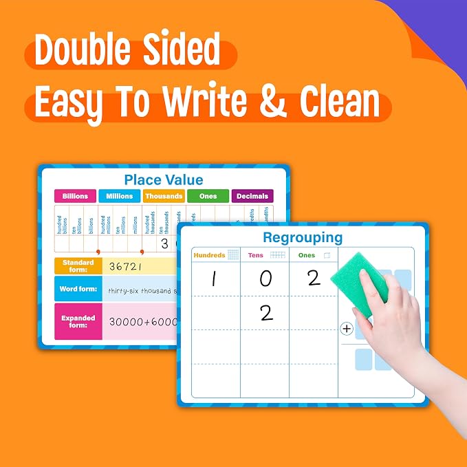 8 Packs Place Value Whiteboards, Double Sided Dry Erase Card Writable and - Image 4