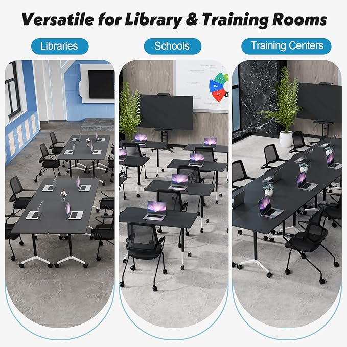 Goakwwuz Conference Room Table, Folding Conference Tables, Thicken Grey Tabletop - Image 7