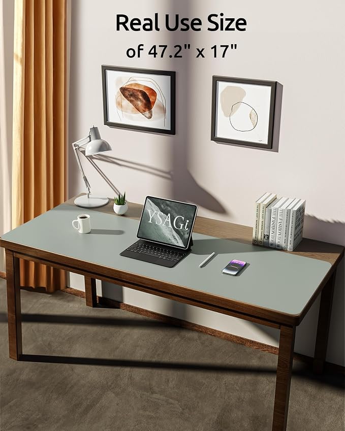 YSAGi Leather Desk Pad Protector, Office Desk Mat, Large Mouse Pad, Non-Slip PU - Image 2