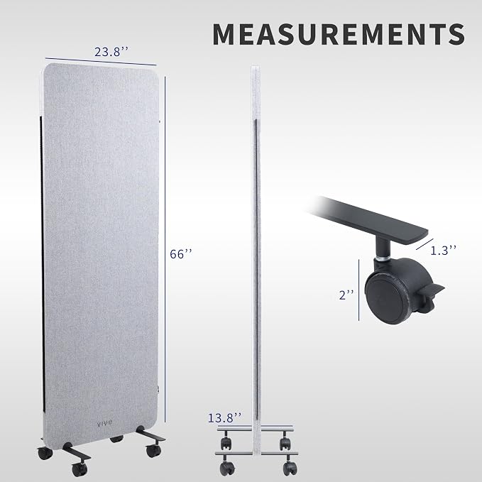 VIVO Freestanding 24 x 66 inch Privacy Panel, Mobile Cubicle Divider, Single 24 - Image 2